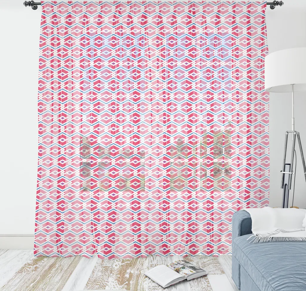 ABAKUHAUS Tapisserie Géométrique Zigzag Rose 240x274 cm en Satin