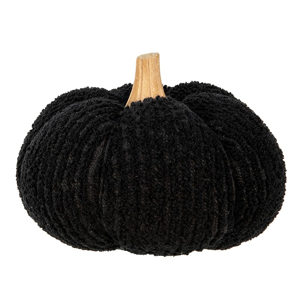 Clayre & Eef Dekoration Kürbis Ø 15x12 cm Schwarz Polyester