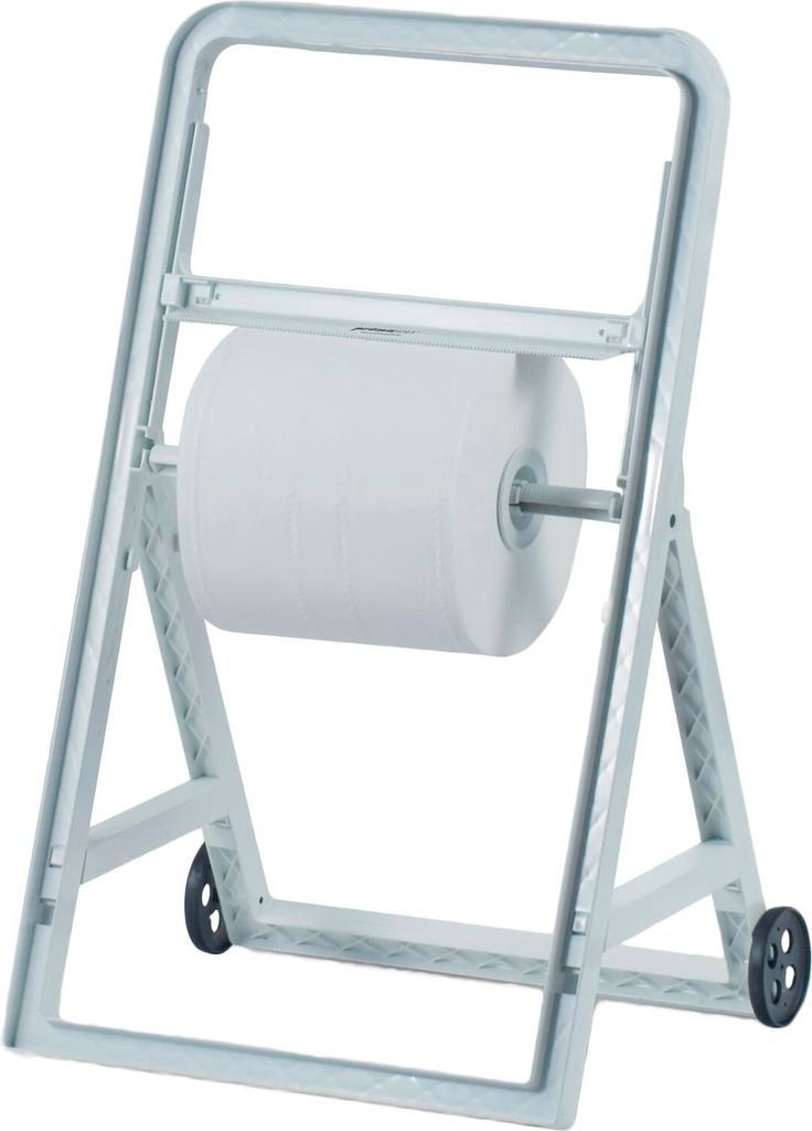 Spender für Putzpapier-Rollen, Bodenständer Industriereinigungstücher, Papierhalter, Abrollsystem, Nachfüllbar, ABS-Kunststoff, Weiß, max. 400...