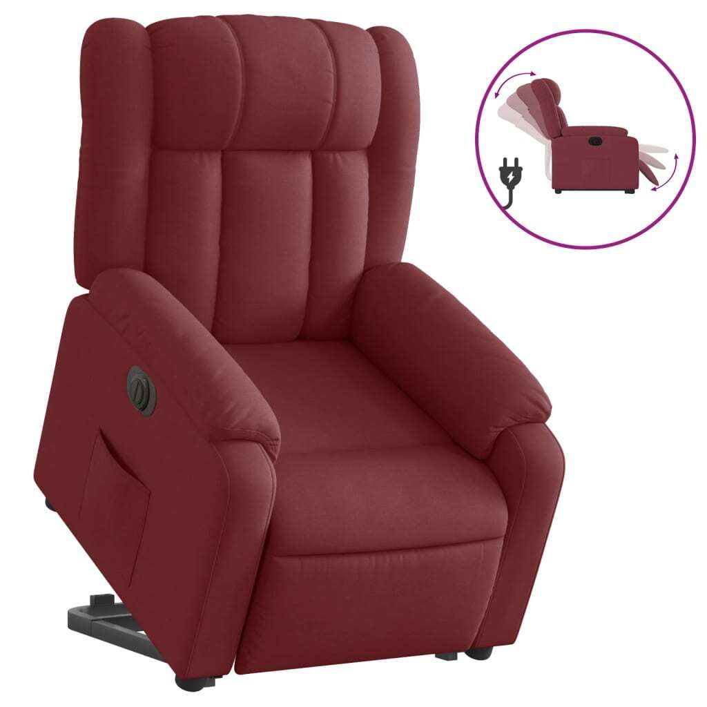 vidaXL Relaxsessel mit Aufstehhilfe Elektrisch Weinrot Stoff