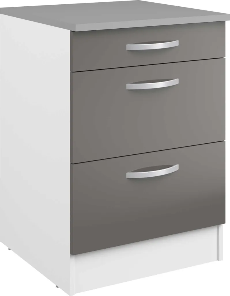 Dites stop au désordre avec l'armoire basse Eko grise à 3 tiroirs 60cm