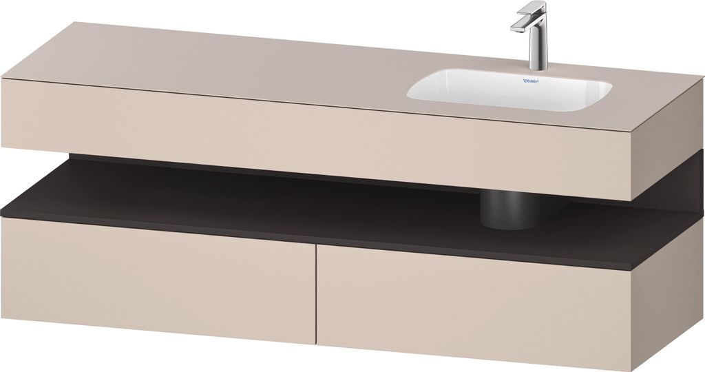 Duravit Collection One Einbauwaschtisch mit Konsolenwaschtischunterbau, 1600x550x600mm, Nische Graphit Supermatt, Becken rechts, QA4796080910000