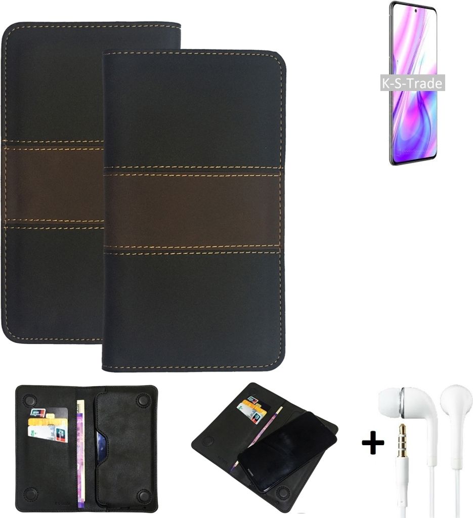 K-S-Trade Handyhülle + Kopfhörer kompatibel mit ZTE S30 Pro Schutzhülle Walletcase Bookstyle Tasche Schutz Case Hülle Wallet Cover Kunstleder