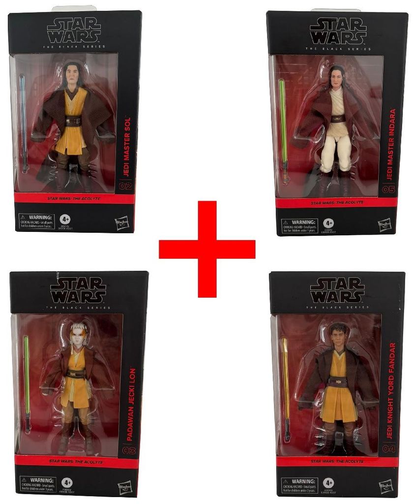 Star Wars The Black Series Jedi Master Sol, Jedi Master Indara, Padawan Jecki Lon, Jedi Knight Yord Fandar, Actionfiguren mit Lichtschwert, 4er-Set