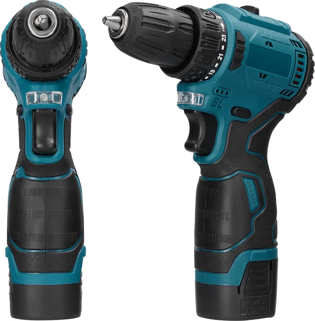 Perceuse visseuse sans fil avec pack de 2 batteries lithium et chargeur