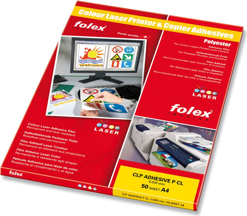 FOLEX Color-Laserfolie DIN A4 selbstklebend transparent 50 Produktbild 