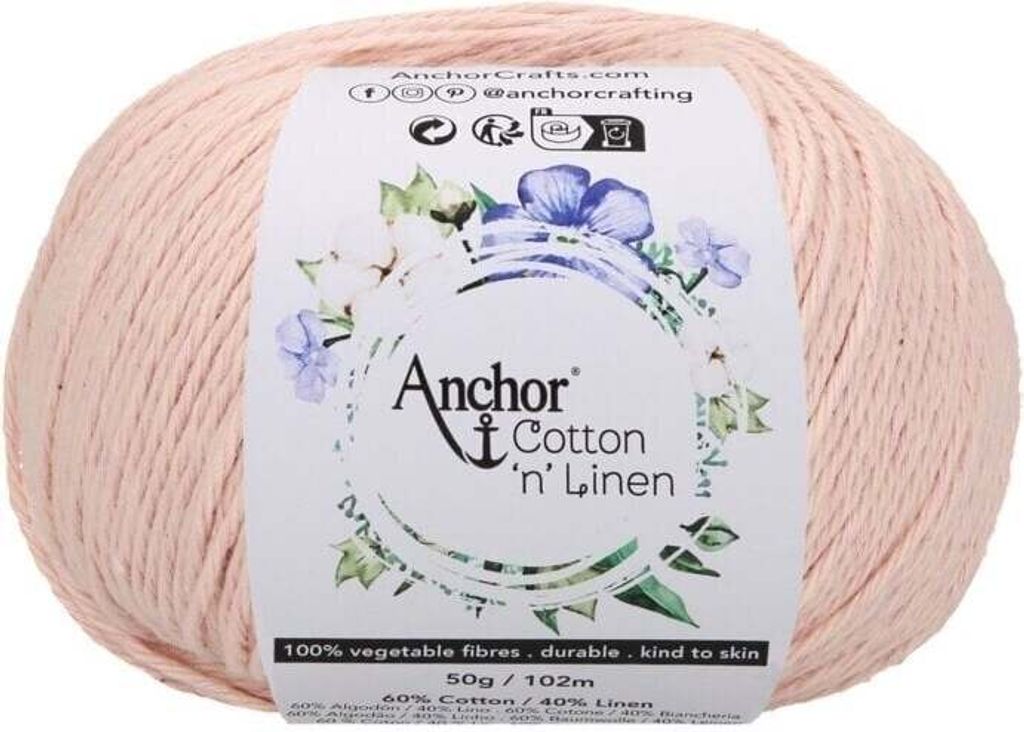 Anchor Baumwolle 'n' Linen 00015 Peony Häkelgarn