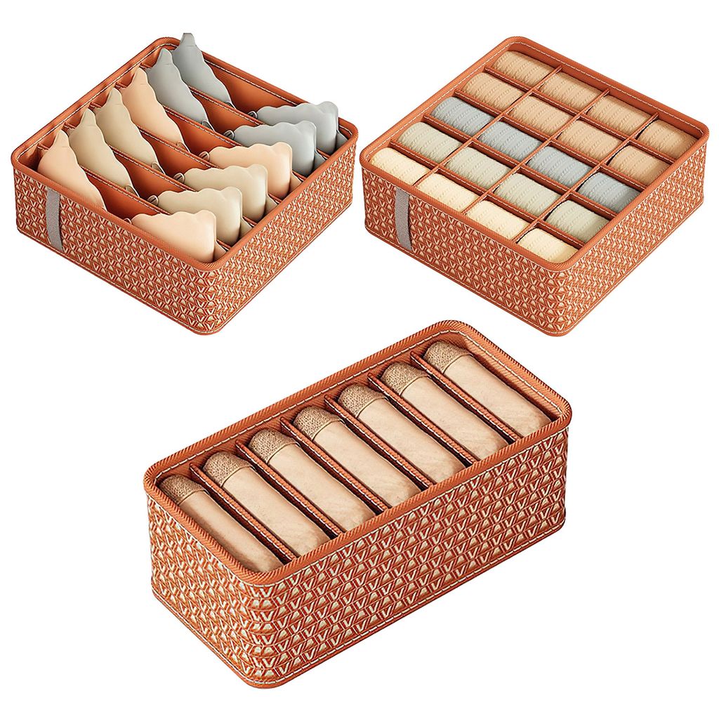 3er-Set Schubladen Organizer, BH Aufbewahrungsbox, Schrank Organizer, Rot