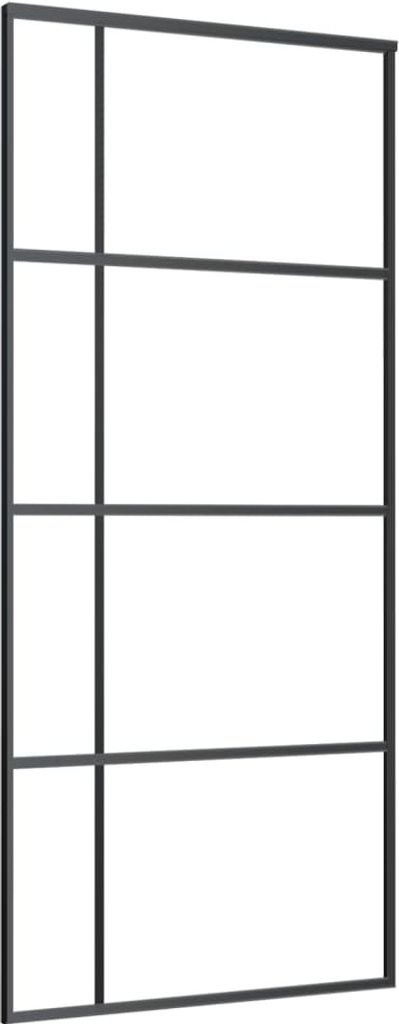 Porta Scorrevole in Vetro ESG e Alluminio 90x205 cm Nera Immagine del prodotto 