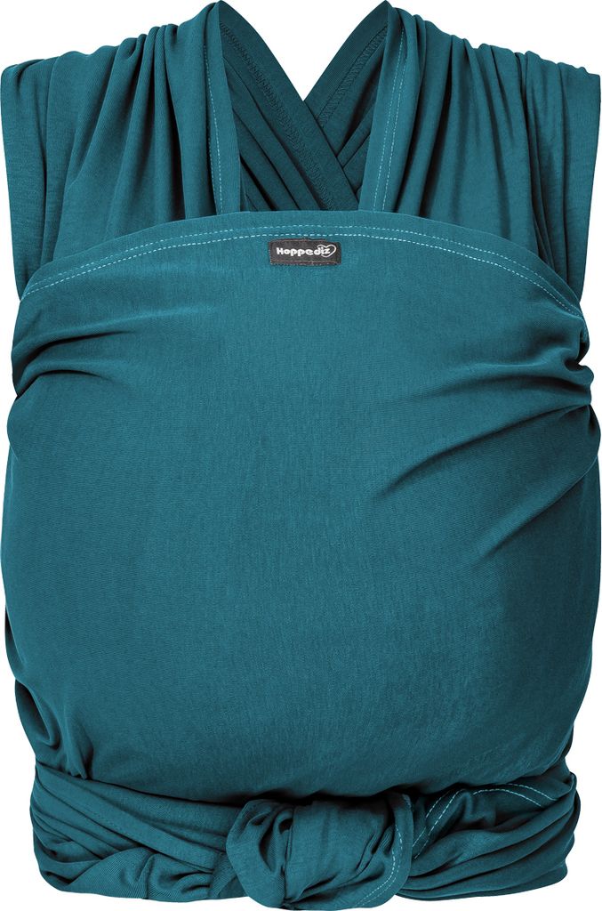 HOPPEDIZ Babytragetuch Elastisches Tragetuch für Neugeborene ab Geburt - aus 100 % Baumwolle petrol 4,60 x 0,50 m