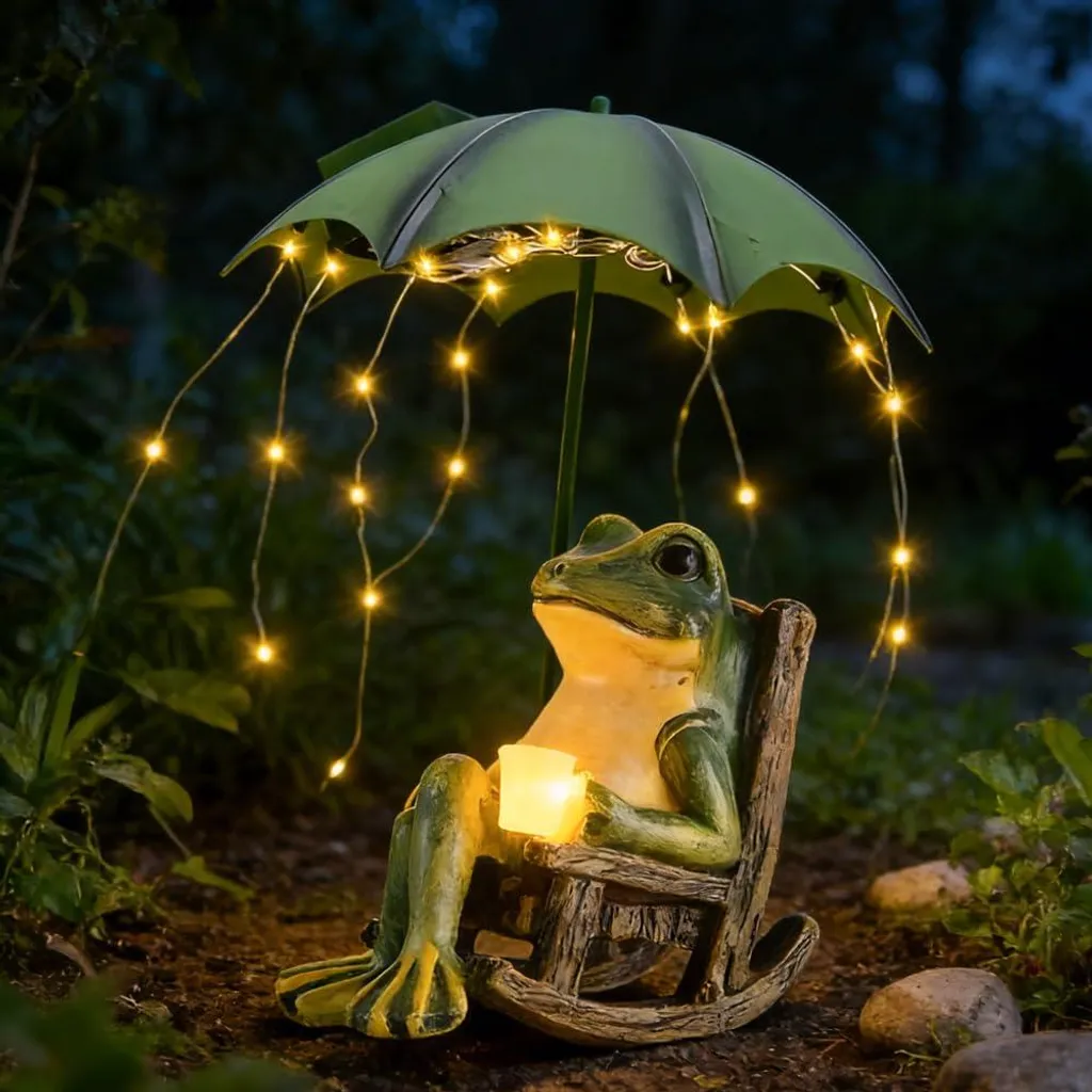 Statue grenouille solaire étanche : décorez sans fils ni piles le jardin