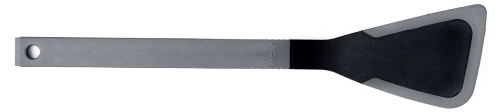 Pfannenwender mit flexibler Silikonlippe, 7 cm breit, 31,5 cm lang, grau, hitzebeständig bis 220 °C, spülmaschinenfest