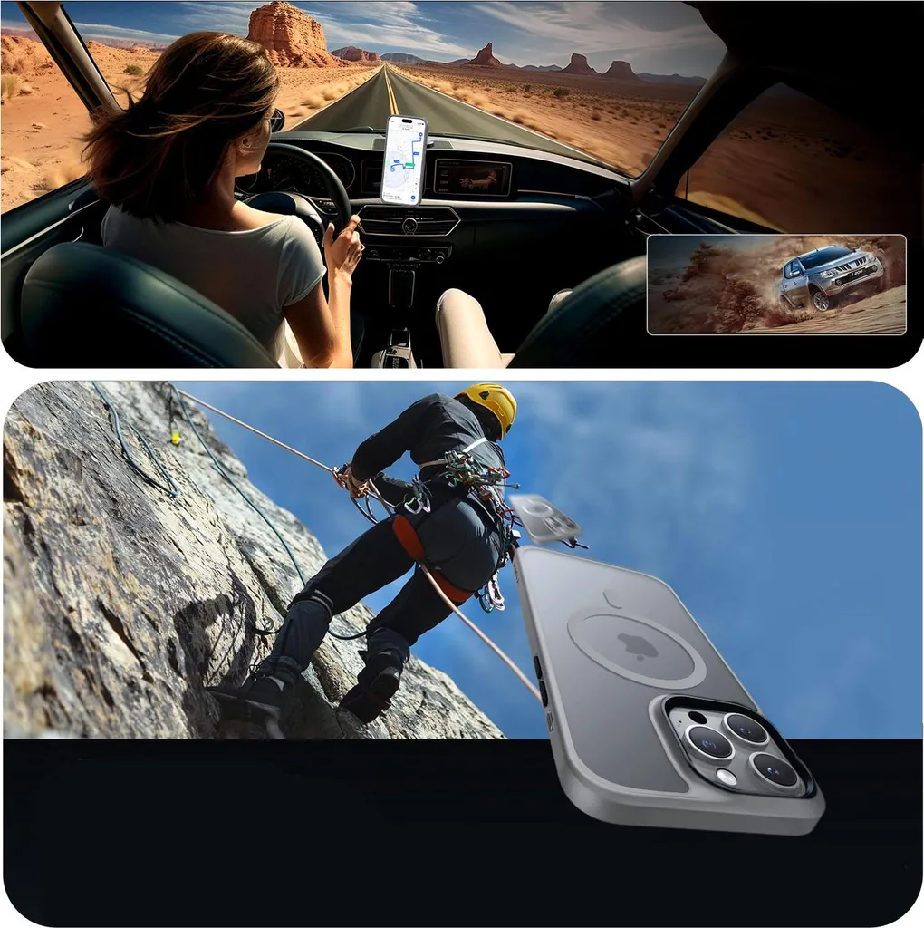 Coque MagSafe Grise iPhone 15 Pro avec Protection Écran Verre 9H - 10