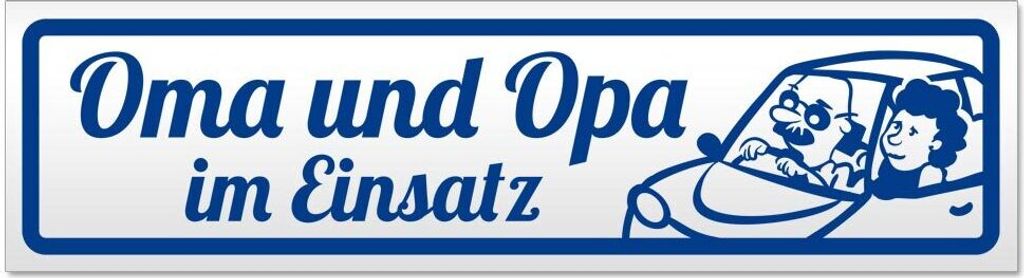 Kiwistar - Autoaufkleber - Verkehrsblau - 20 x 5,3 cm - Oma und Opa im Einsatz V2 - Hinweis Aufkleber Sticker für Auto, Kfz, Fahrrad, PKW, LKW
