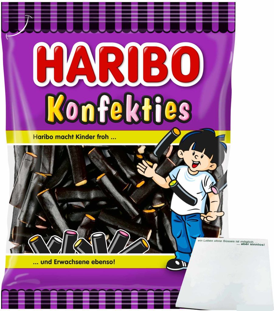 Haribo Konfekties Lakritzstangen mit Konfektfüllung (160g Packung) + usy Block