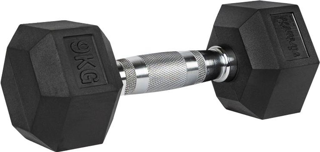 VirtuFit Hexa Kurzhantel Pro 9 kg Kurzhantel sechseckig mit Gummiüberzug