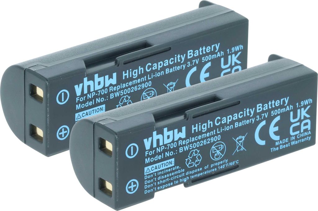 vhbw 2x Akku kompatibel mit Minolta Dimage X60, X50 Kamera (500 mAh, 3,7 V, Li-Ion)