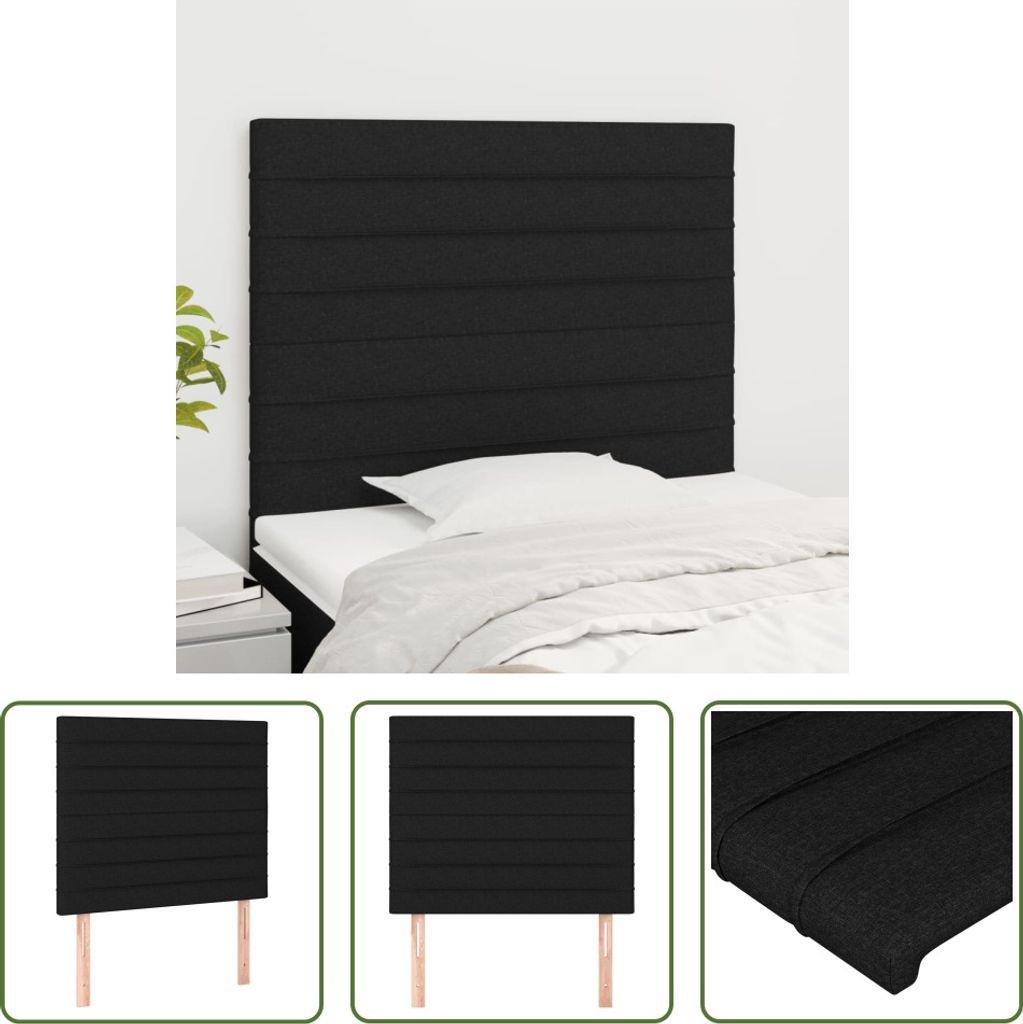 The Living Store Kopfteile 2 Stk. Schwarz 100x5x78/88 cm Stoff