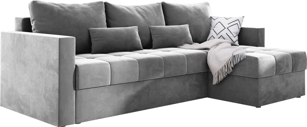 Moderne Ecksofa mit Schlaffunktion MIO 145x225 cm Eckcouch L-Form Schlaffsofa Couchgarnitur Polsterecke Bettsofa Sofa - Hellgrau PA05