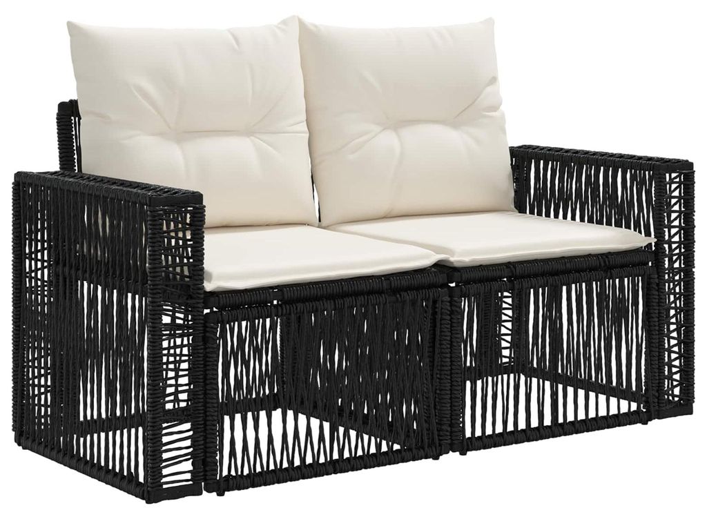 vidaXL Garten-Sofa 2-Sitzanzahl Schwarz Poly-Rattan