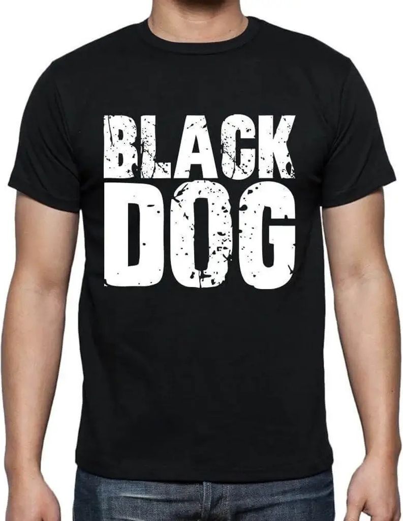 Herren Grafik T-Shirt Schwarzer Hund – Black Dog – Öko-Verantwortlich Vintage Jahrgang Kurzarm Lustige Druck Geburtstag Geschenk Mann