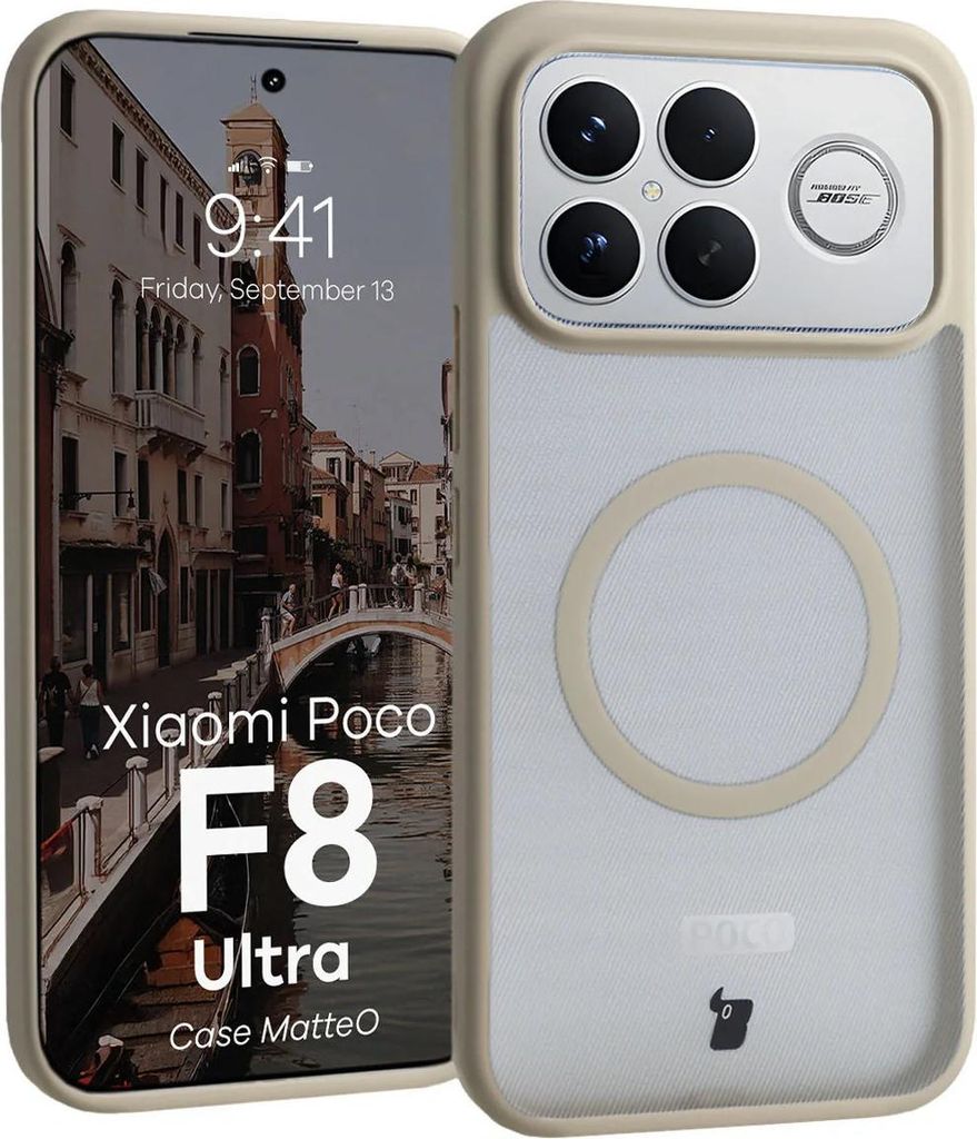 Handyhülle mit Magnetring für Xiaomi POCO F8 Ultra, Bizon Case MatteO, Getönt-Beige