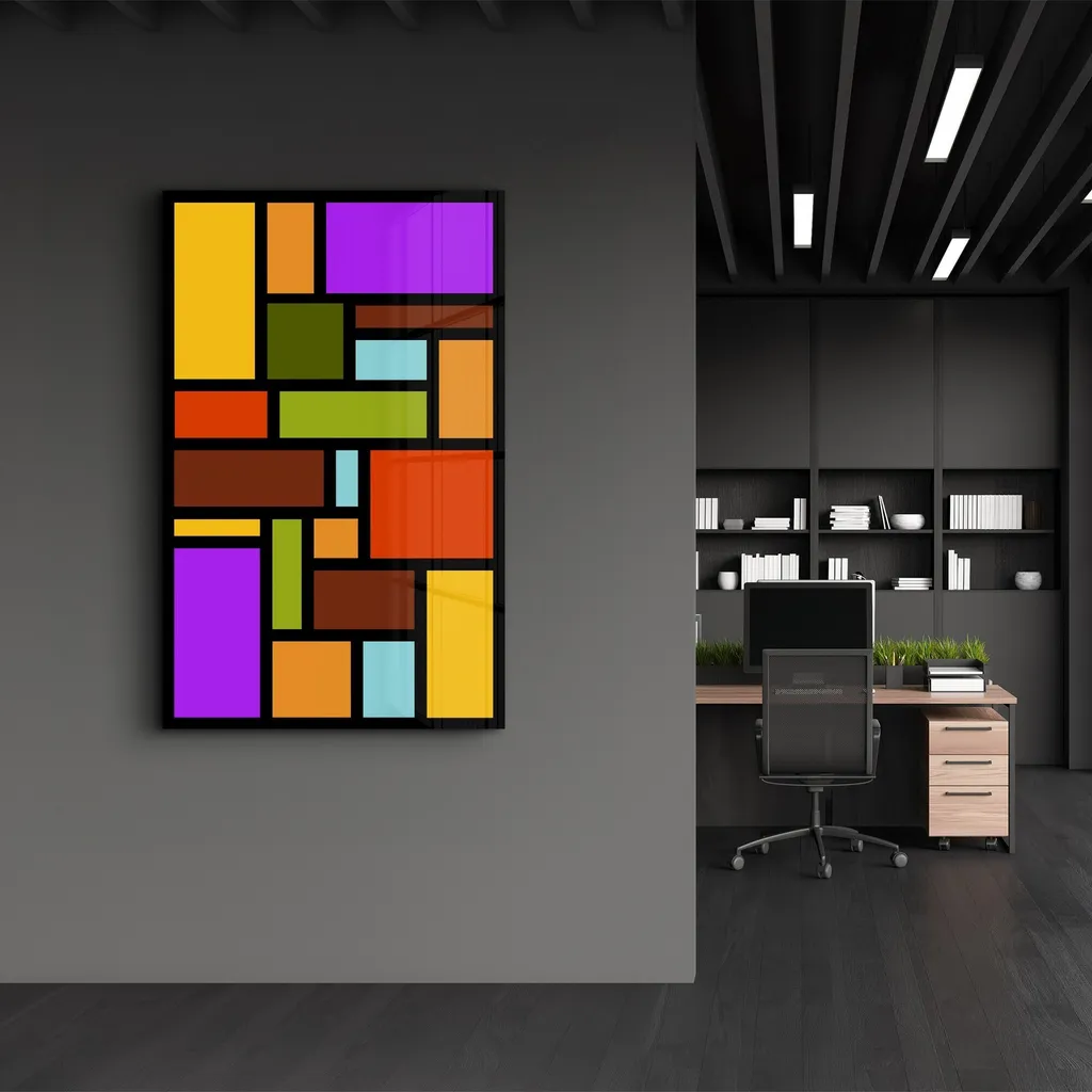 Wallity, VFT-3015 - 46 x 72, Pittura decorativa su vetro temperato, Multicolore, 100% vetro temperato, 46 x 72 cm