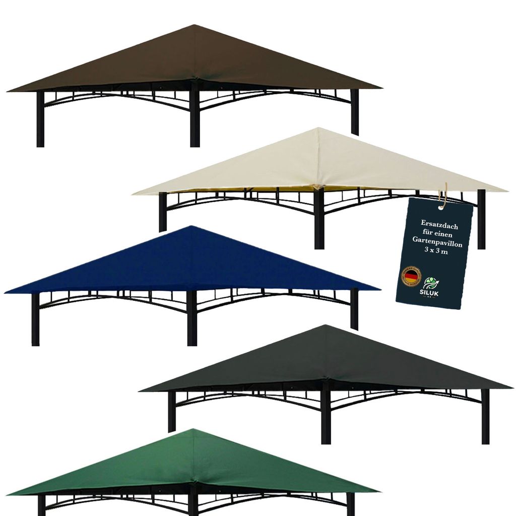 freigarten.de Ersatzdach für Pavillon 3x3 Meter Pavillon Wasserdicht Material: Panama PCV Soft 370g/m² extra stark Modell 3 (Braun)
