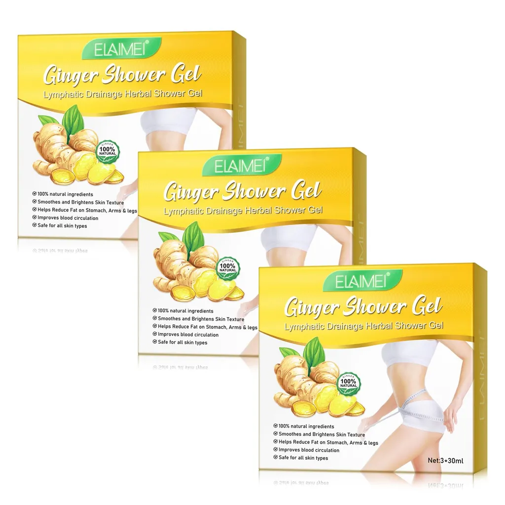 Gel doccia allo zenzero Gel doccia allo zenzero Drenaggio linfatico per il corpo con rosmarino, 3x 3x30ml