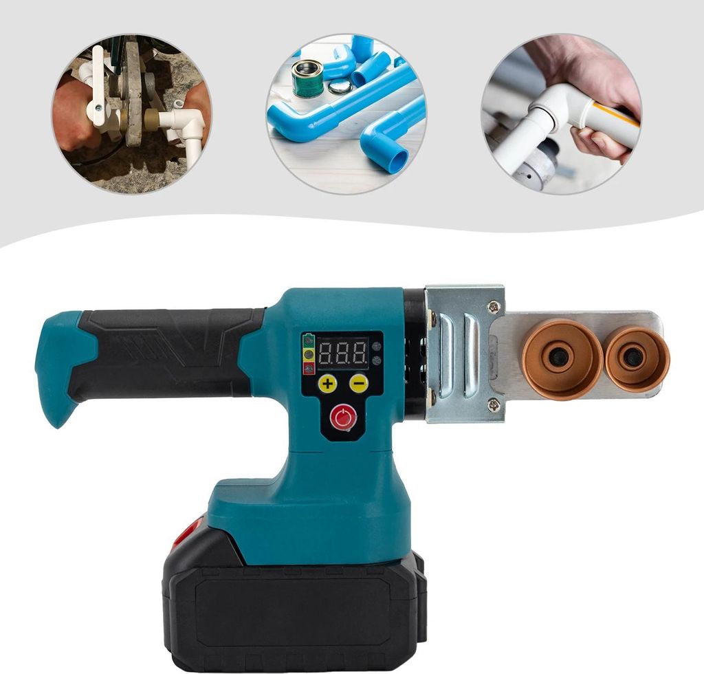 Kunststoffrohr-Schweißgerät - PPR-Schweißmaschine - Akku 21V 3,0Ah - Leistung 280W - Temperatur 0–320°C - Heizbacken 20–50 mm - Für PP/PE/...
