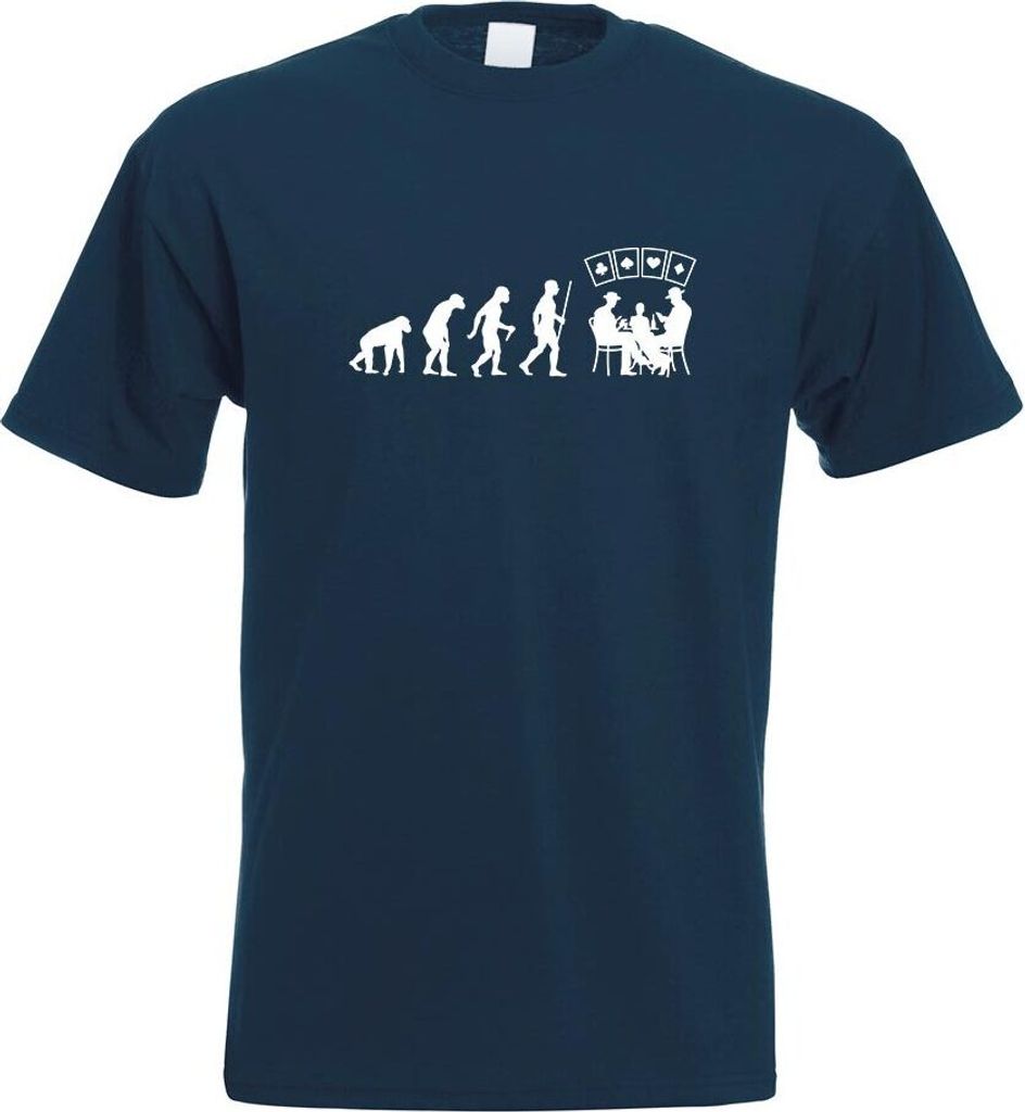 Kiwistar - T-Shirt - Navy - Kartenspiel Pokern Evolution Motiv Bedruckt Funshirt Design Print - mit Motiv Bedruckt - Funshirt Design - Sport - Frei...