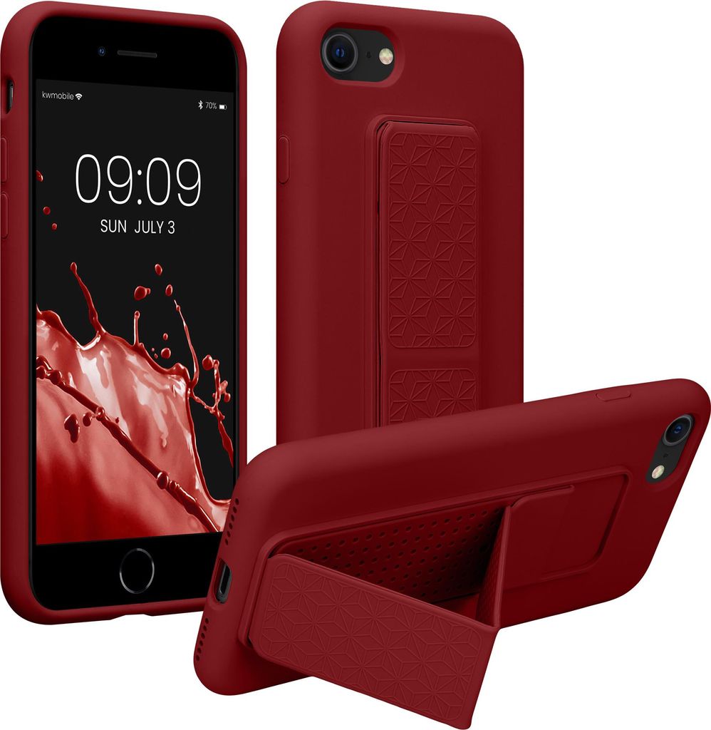 kwmobile Handyhülle kompatibel mit Apple iPhone SE (2022) / iPhone SE (2020) / iPhone 8 / iPhone 7 - Hülle mit Fingerhalter und Standfunktion -