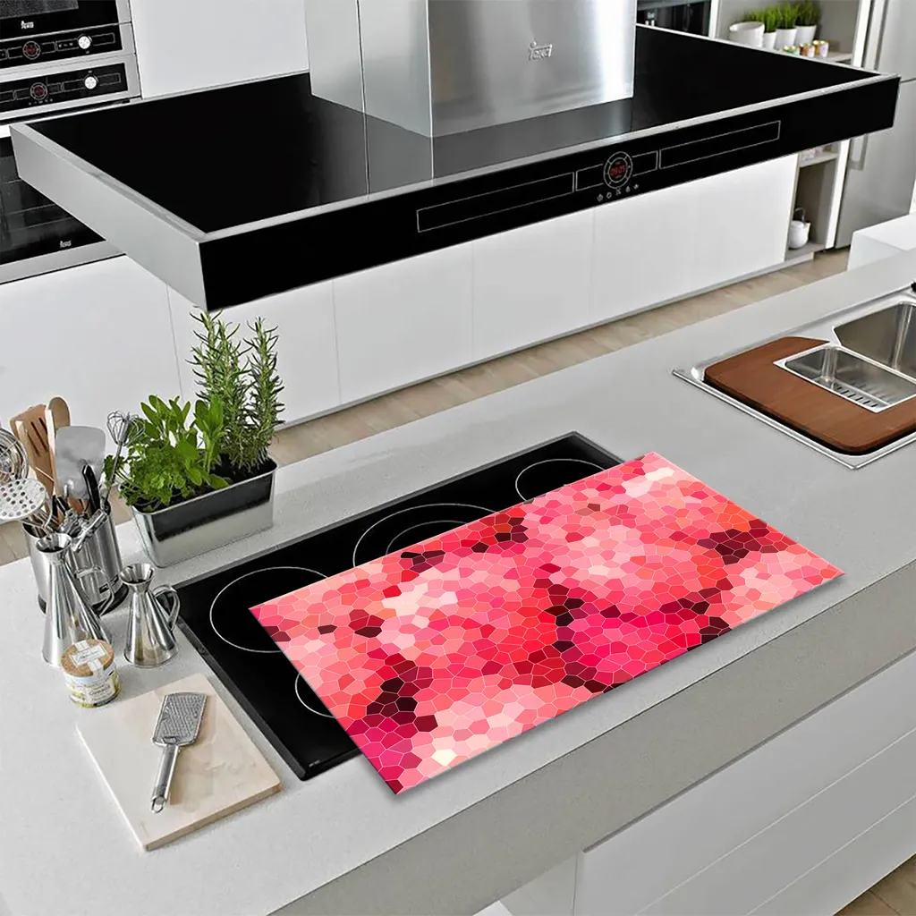 Offerta Copri Piano Cottura Vetro 80x52 Rosa Astratto - Prezzo Speciale - 12