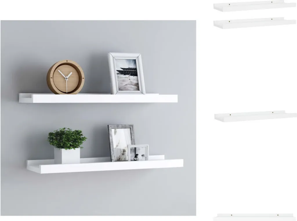 Baguettes à Tableaux en MDF Blanc 40 cm avec Rebord de Sécurité - 2 pcs
