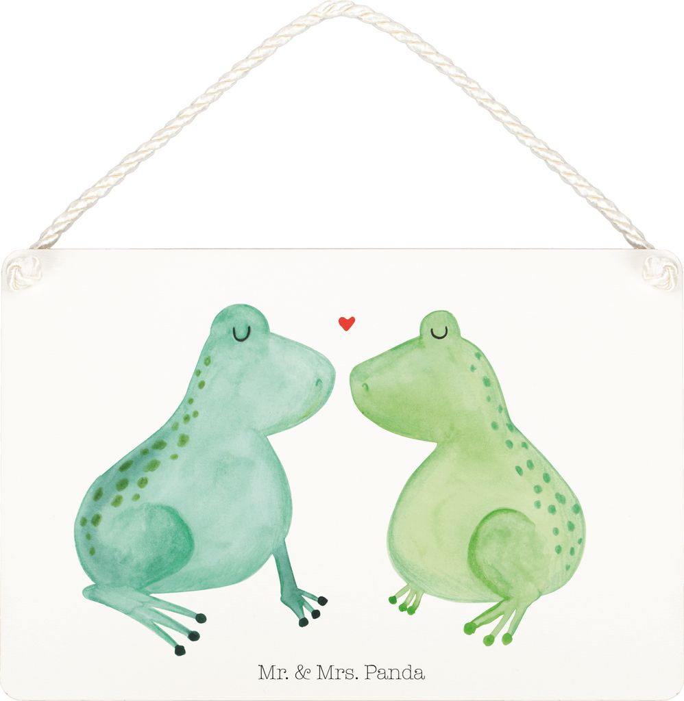 Mr. & Mrs. Panda Schild Frosch Liebe DIN A5 - Transparent - Geschenk, Freundin, Pärchen, Wandbild Holz, wandtafel, hängeschild, Kuss, Verheiratet...