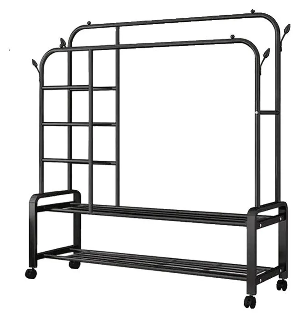 Penderie mobile noire sur roulettes pour chambre et dressing moderne