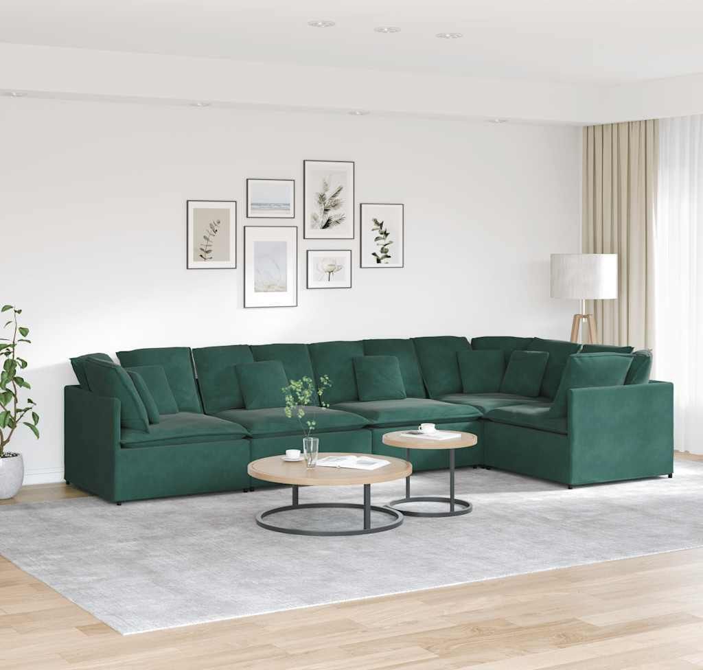 Maison Exclusive - Modulares Sofa mit Kissen Samt Dunkelgrün
