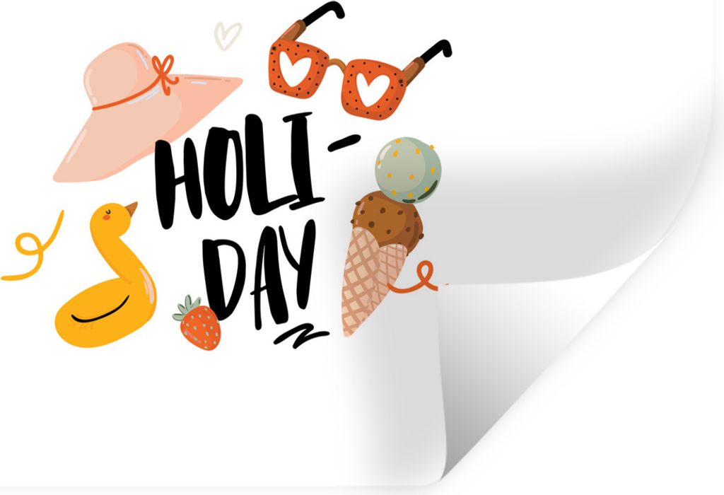 MuchoWow Wandtattoo Wandsticker Wandaufkleber Sommer - Rosa - Hut 120x80 cm Selbstklebend und Repositionierbar - Selbstklebend - Fototapeten