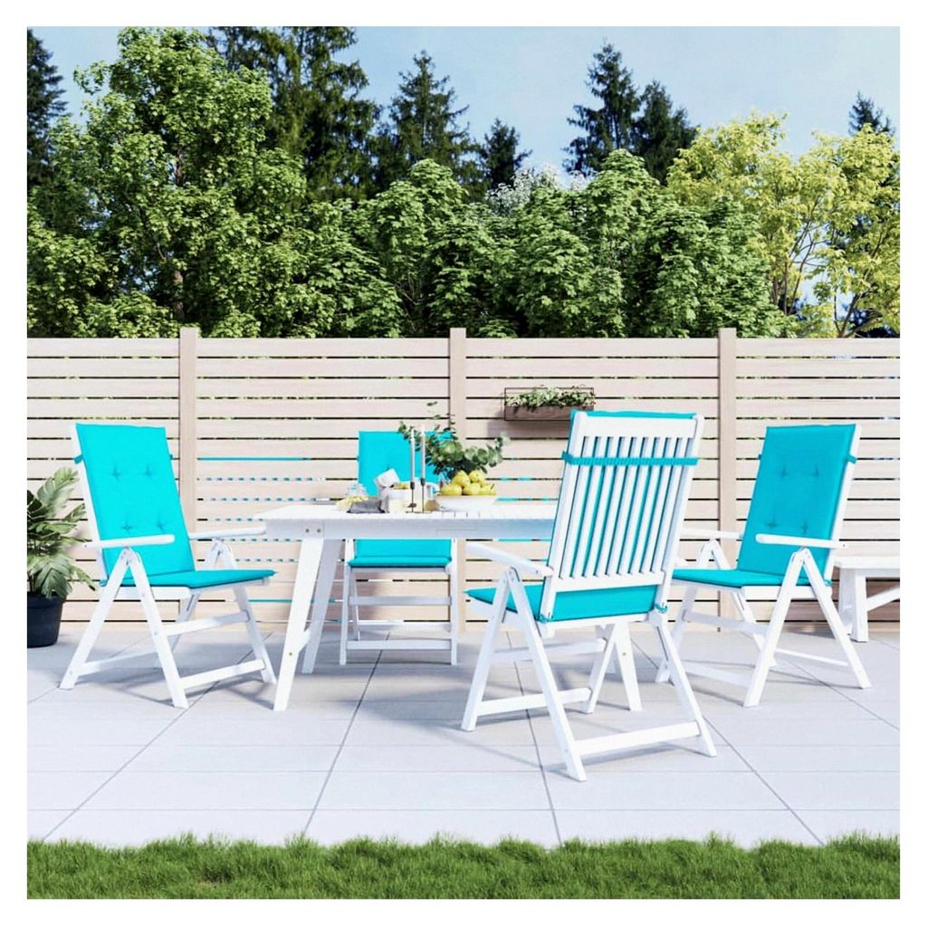 Hochlehner-Auflagen 4 Stück, Türkis, Stoff, Liegenauflage, Auflage für Gartenliege, Sitzkissen für Gartenmöbel, Bankauflage, Stuhlauflage für...