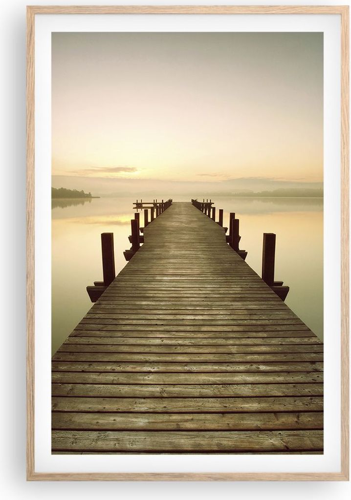 Gerahmtes Poster - Rahmen in heller Eiche - Brücke See - 61x91,5 cm - Wand Bild - Wanddeko - Wandbilder - Kunstposter - Wandposter - Bilderrahmen ...
