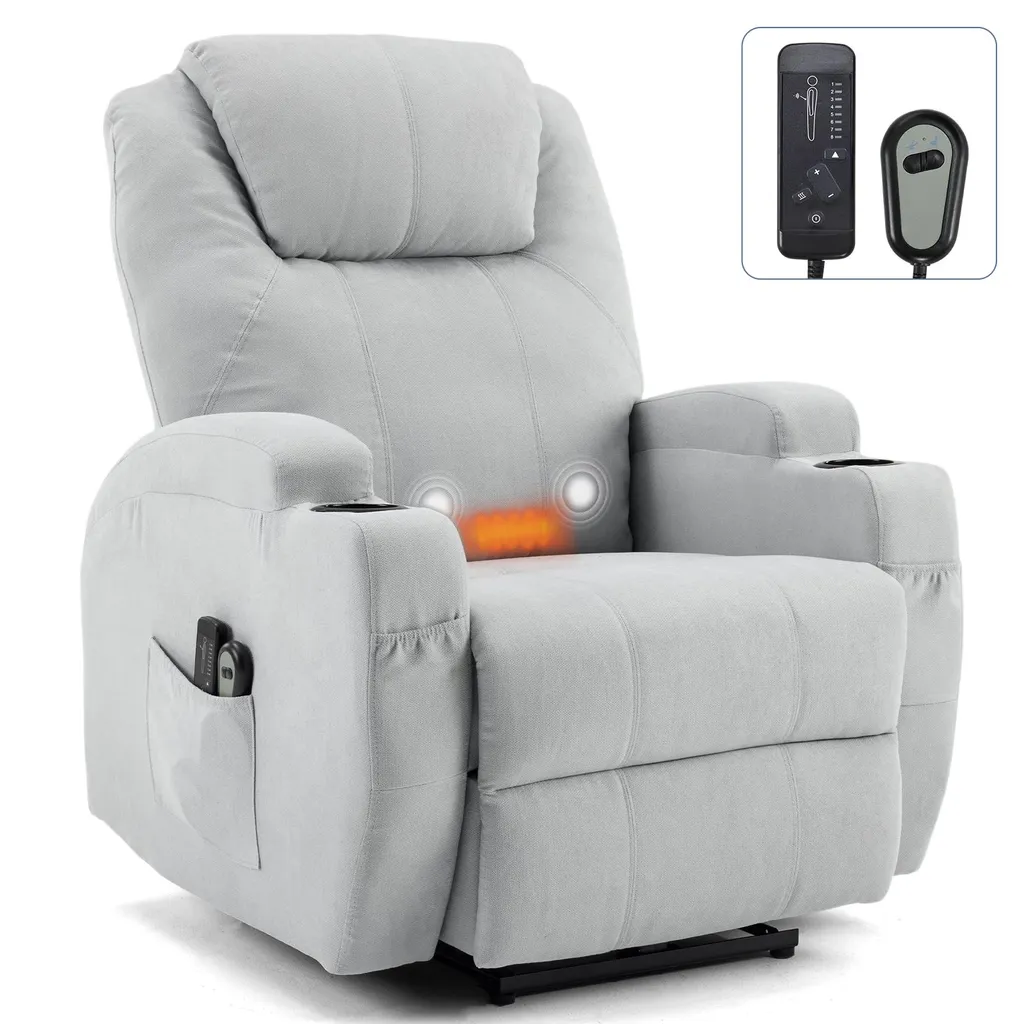 Fauteuil de relaxation électrique massant et chauffant inclinable Gris