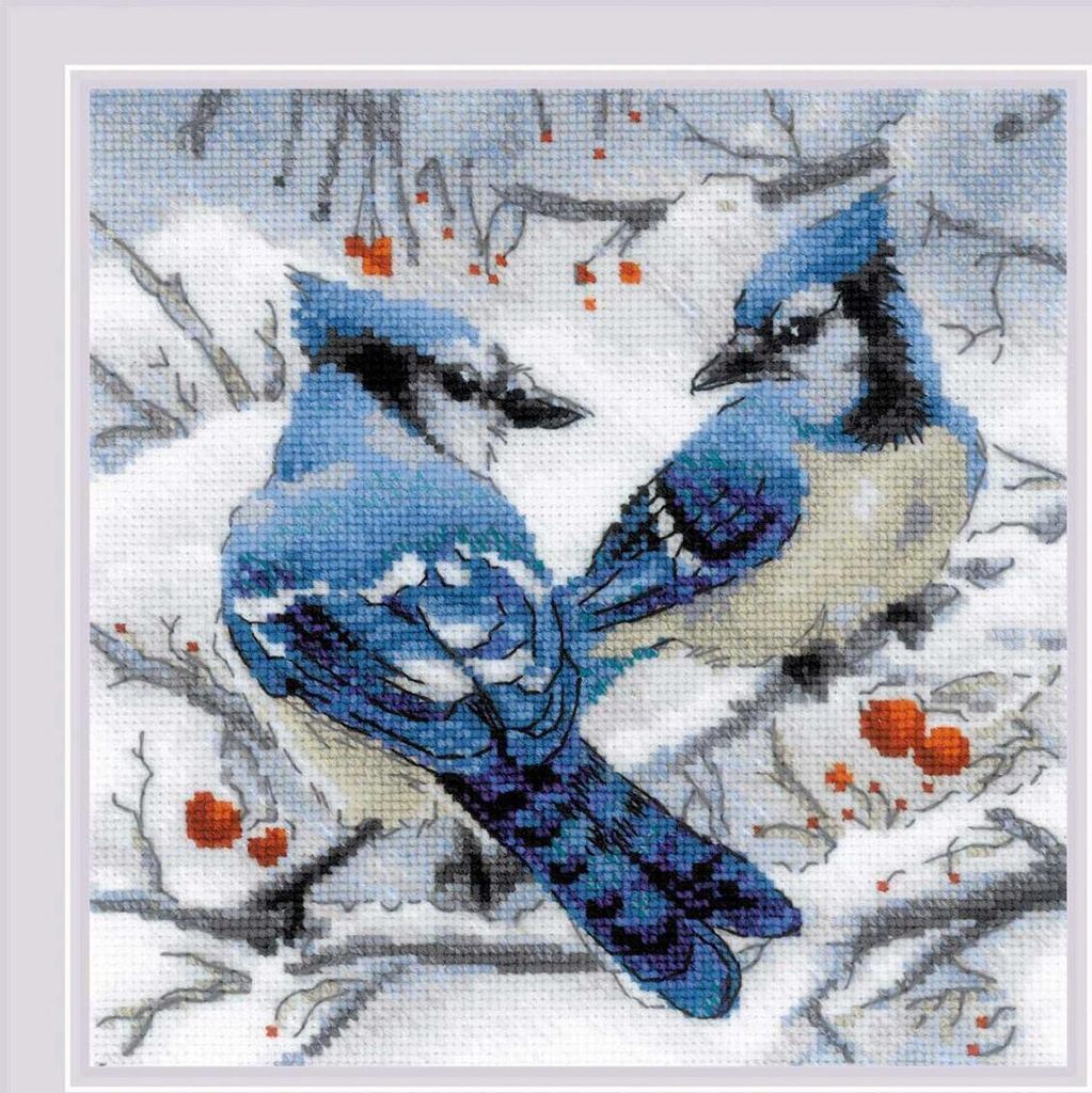 Riolis Kreuzstich Set "Blauhäher" 20x20 cm, Zählmuster