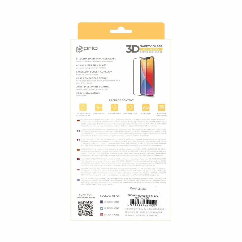 Vetro Temperato 3D iPhone SE 2020 Prio: Screen Protector Full Glue - 5