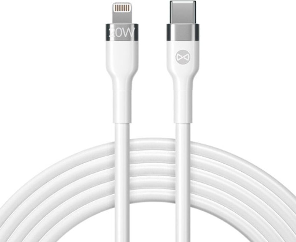 Forever Flexibles Lade- und Datenübertragungskabel, USB-C auf Lightning, 2,0 m, 20 W, 3 A, weiß
