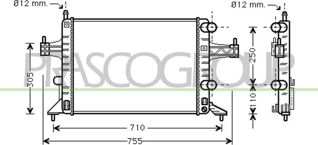 PRASCO OP030R001 Kühler Wasserkühler Motorkühler für OPEL Corsa C Schrägheck (X01) Tigra TwinTop (X04) COMBO Kasten/Kombi COMBO Tour für VAUX...