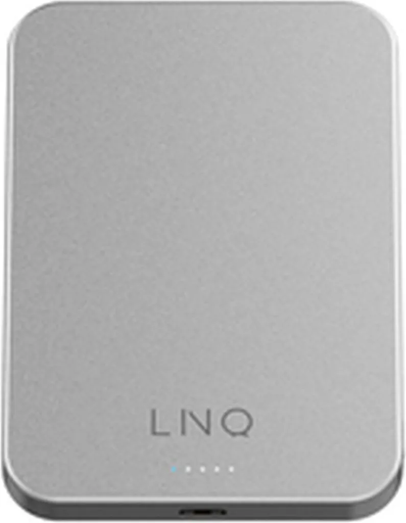 Chargeur Portable Linq 5000 mAh Argenté pour Voyage et Usage Quotidien