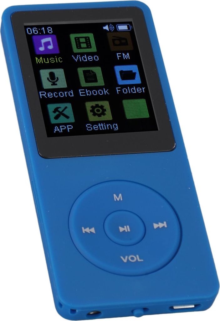 MP3-Player Sprachaufzeichnung Video-Wiedergabe Bluetooth-Funktion Musik-Player mit TFT 1.82in Bildschirm Blau 8G