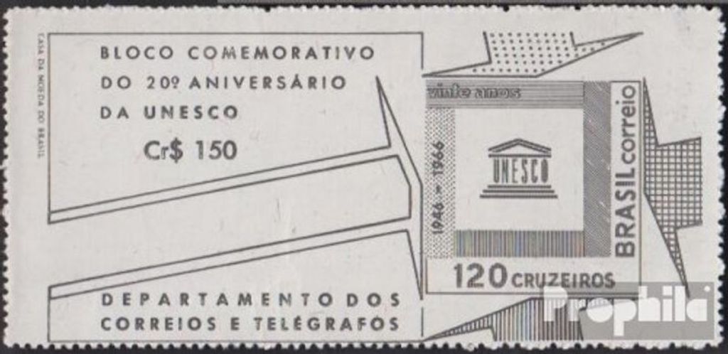 Briefmarken Brasilien 1966 Mi Block17 (kompl.Ausg.) un UNESCO
