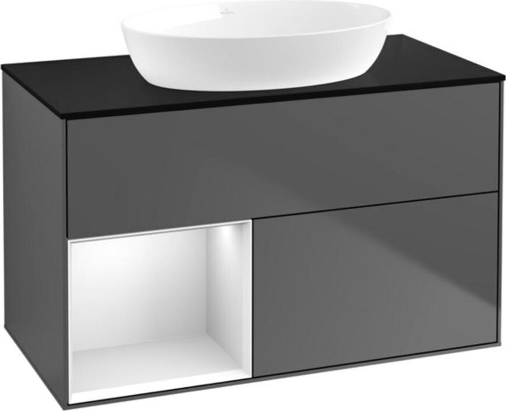 V&B Waschtischunterschrank Finion 100, Pl bla m, Reg wh. m Lac, Anthrac. m