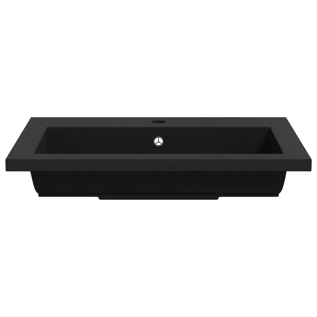 Vasque noire en pierre de granit résistante 600x450 mm finition mate chic - 5